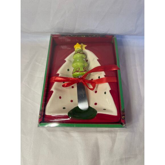 HOME for the Holidays Cheese spreader and dish Christmas Tree - Picture 1 of 4
